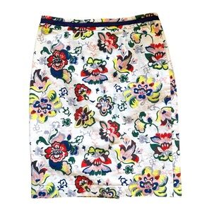Boden Whimsical Floral Pencil Skirt 8R Preppy Feminine Office Siren Jewel Tones